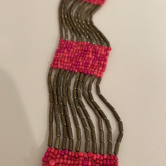 LOFT Pink and gold beaded necklace - Picture 2 of 2
